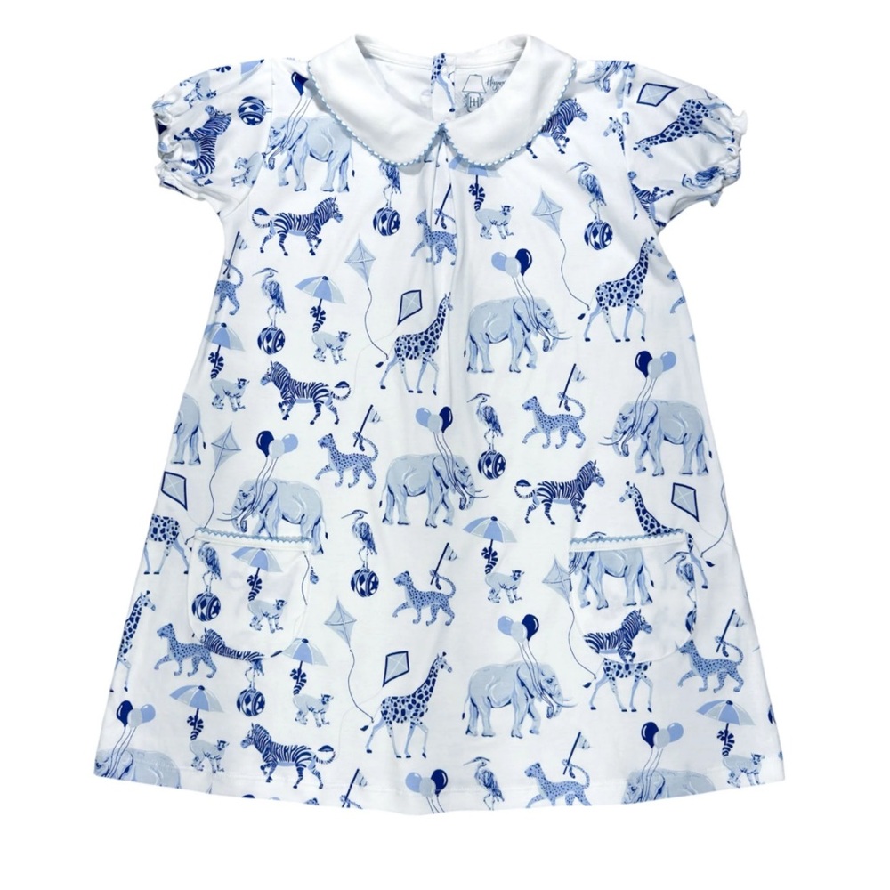 HEYWARD HOUSE kids girl's safari dress White Twirl Peter Pan Collar Dress 7